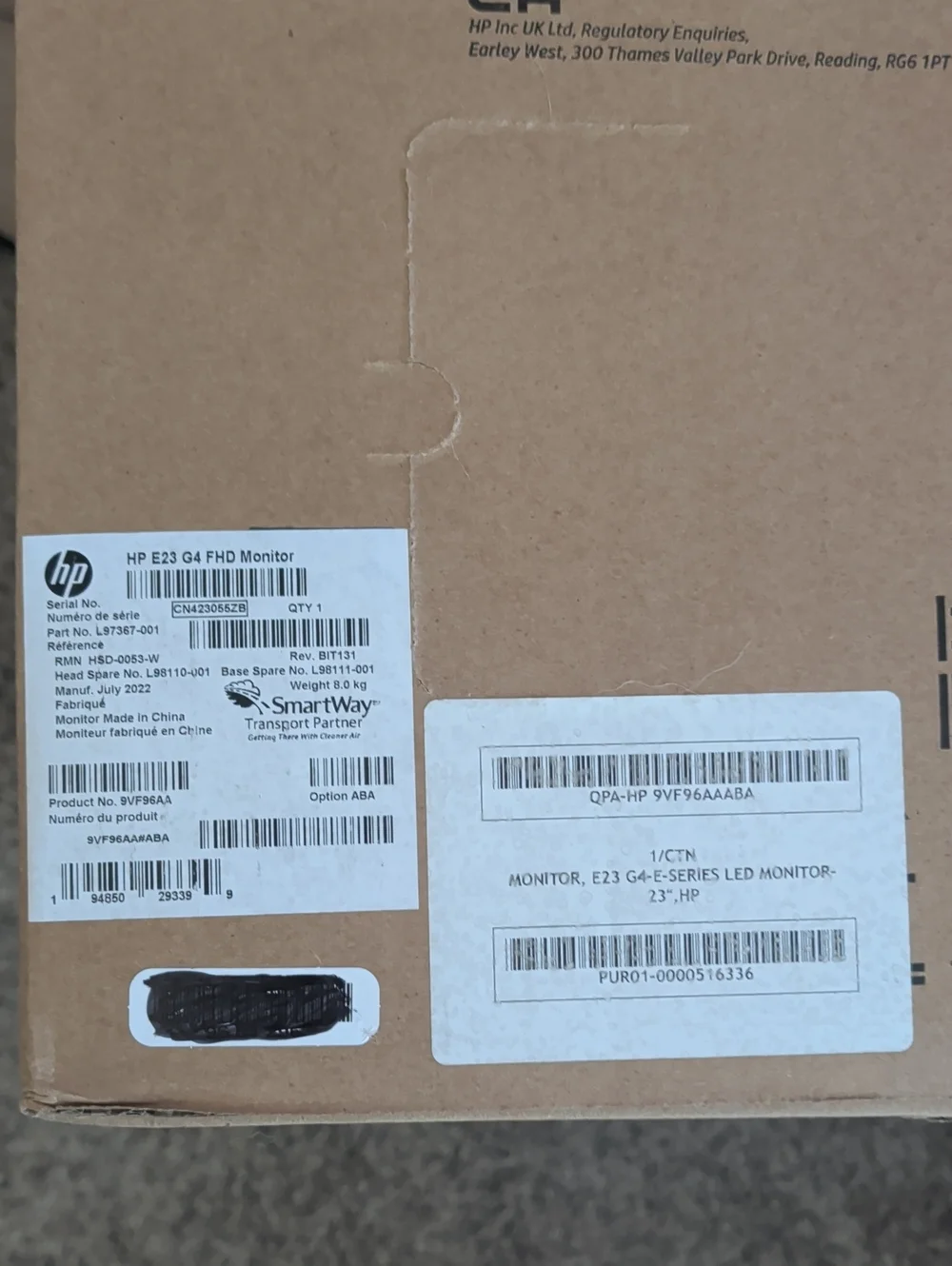 HP Black UltraWide Computer Monitor - Sleek Bezel E24 G4 NWT